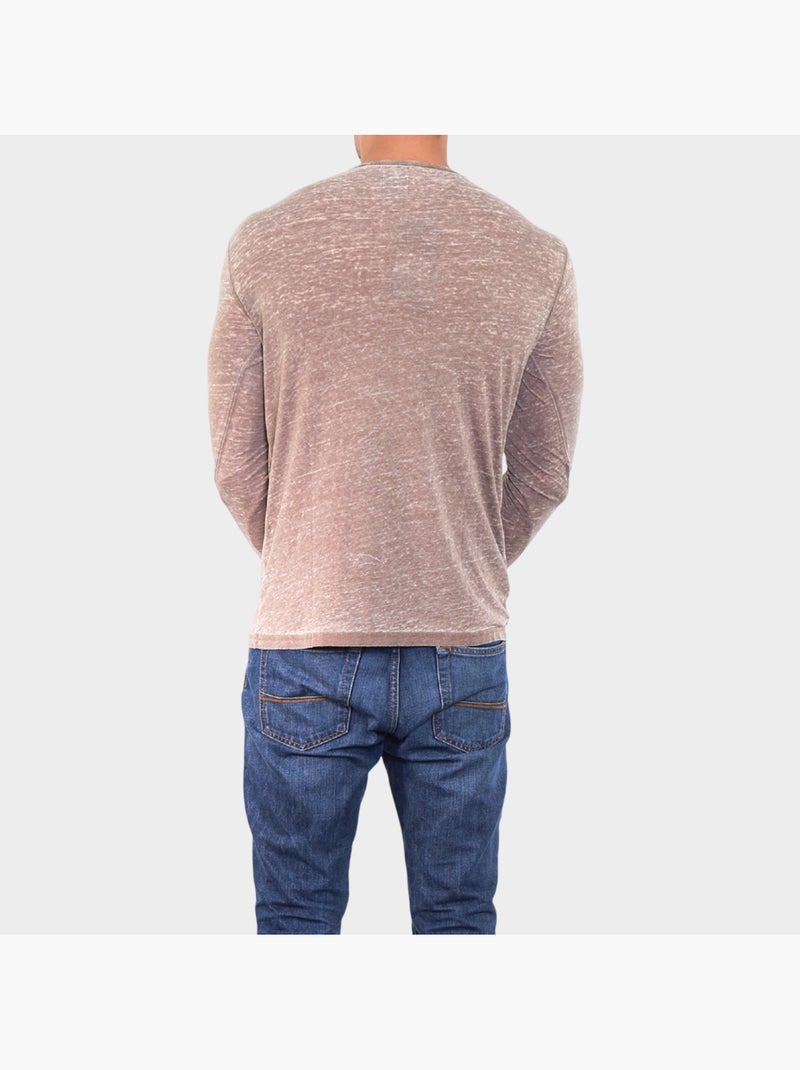 T-shirt manches longues délavé Kaki - Kiabi