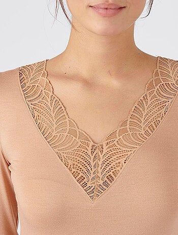 T-shirt manches longues dentelle Thermolactyl invisible - Damart