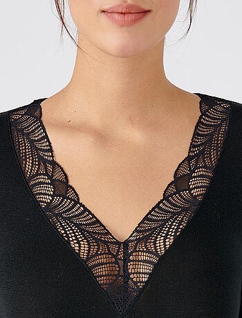 T-shirt manches longues dentelle Thermolactyl invisible - Damart
