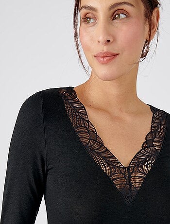 T-shirt manches longues dentelle Thermolactyl invisible - Damart
