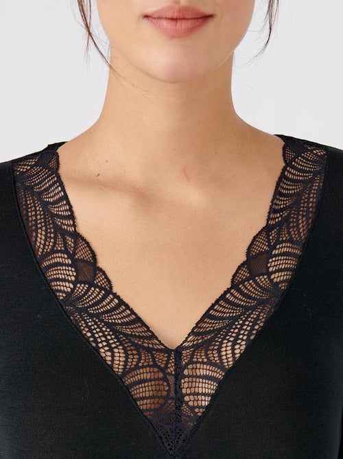 T-shirt manches longues dentelle Thermolactyl invisible - Damart - Kiabi