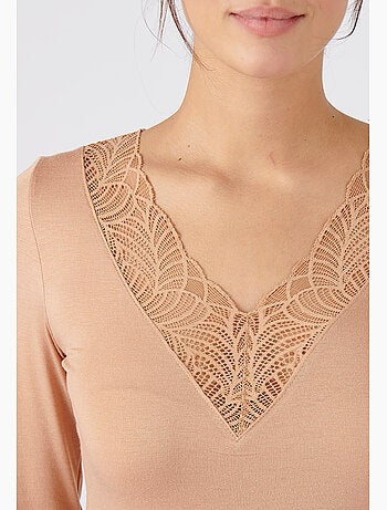T-shirt manches longues dentelle Thermolactyl Sensitive thermique - Damart