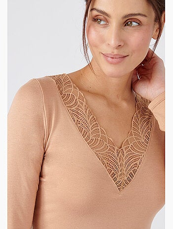 T-shirt manches longues dentelle Thermolactyl Sensitive thermique - Damart