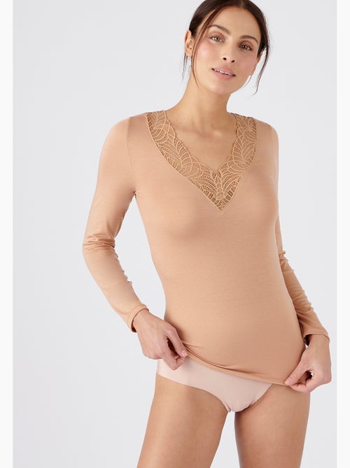 T-shirt manches longues dentelle Thermolactyl Sensitive thermique - Damart - Kiabi