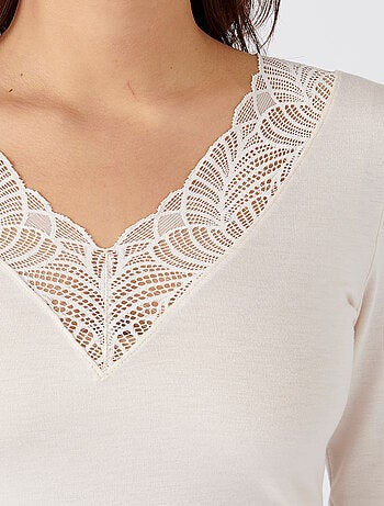 T-shirt manches longues dentelle Thermolactyl Sensitive thermique - Damart