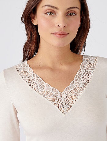T-shirt manches longues dentelle Thermolactyl Sensitive thermique - Damart