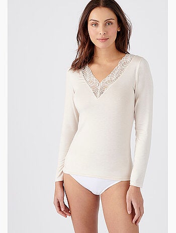 T-shirt manches longues dentelle Thermolactyl Sensitive thermique - Damart