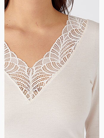 T-shirt manches longues dentelle Thermolactyl Sensitive thermique - Damart