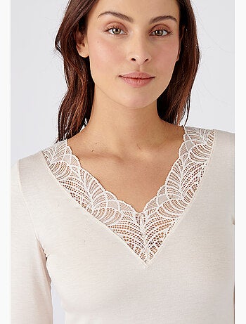 T-shirt manches longues dentelle Thermolactyl Sensitive thermique - Damart