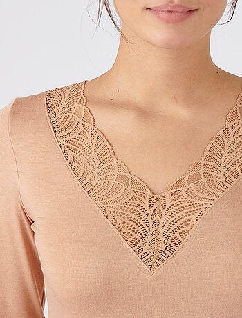 T-shirt manches longues dentelle Thermolactyl Sensitive thermique - Damart