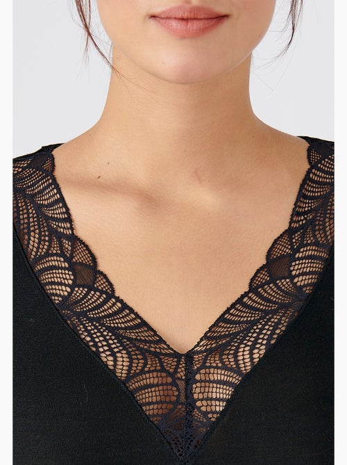 T-shirt manches longues dentelle Thermolactyl Sensitive thermique - Damart - Kiabi