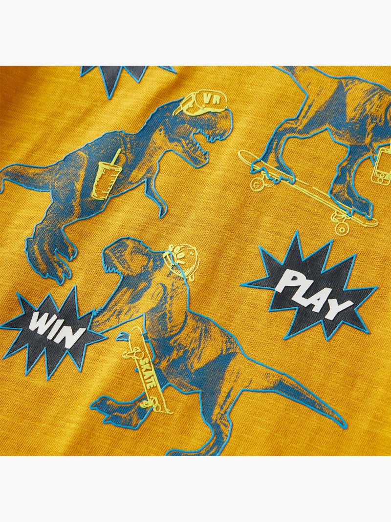 T-shirt manches longues dinosaures coton - vidaxl Jaune - Kiabi