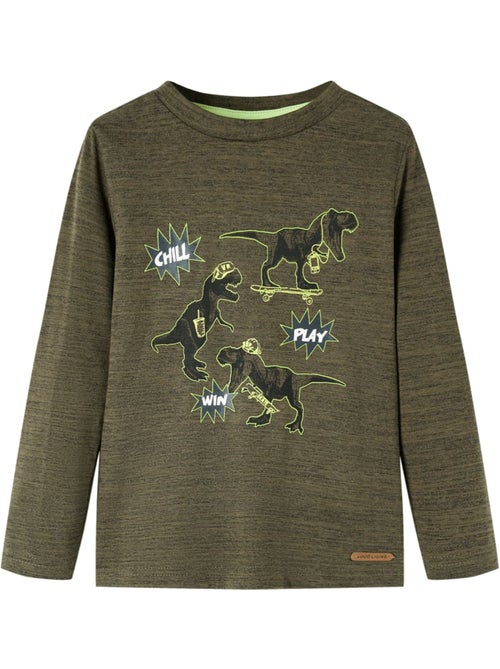 T-shirt manches longues dinosaures coton - vidaxl - Kiabi