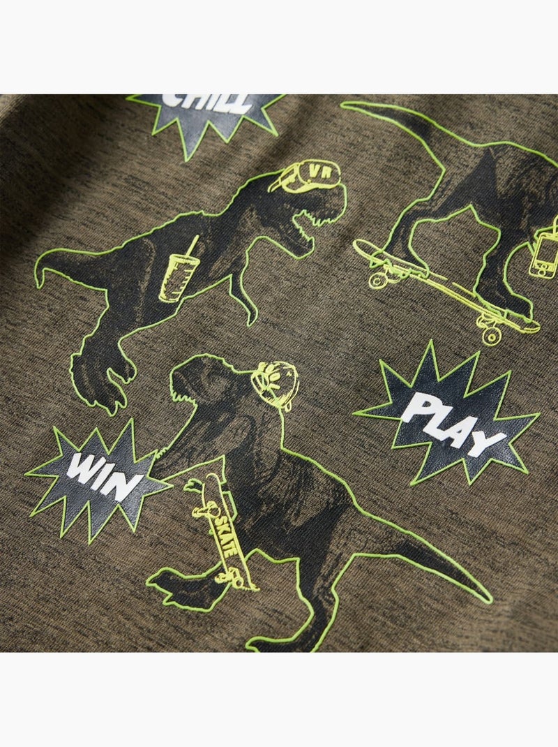 T-shirt manches longues dinosaures coton - vidaxl Vert - Kiabi