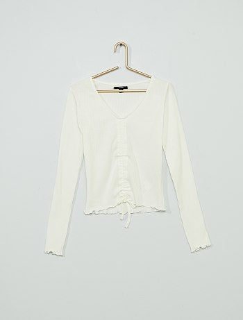 T-shirt manches longues élastiqué devant