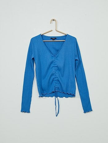 T-shirt manches longues élastiqué devant