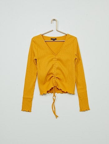 T-shirt manches longues élastiqué devant