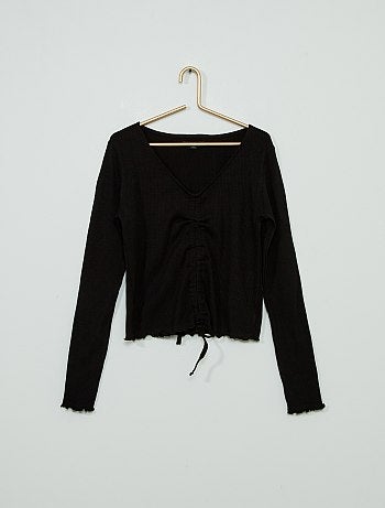 T-shirt manches longues élastiqué devant