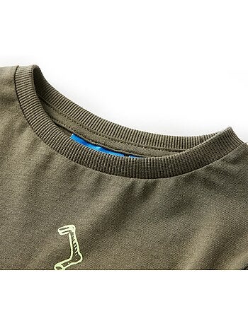 T-shirt manches longues en coton avec imprimé vélo - vidaxl