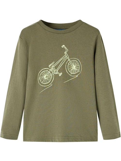 T-shirt manches longues en coton avec imprimé vélo - vidaxl - Kiabi
