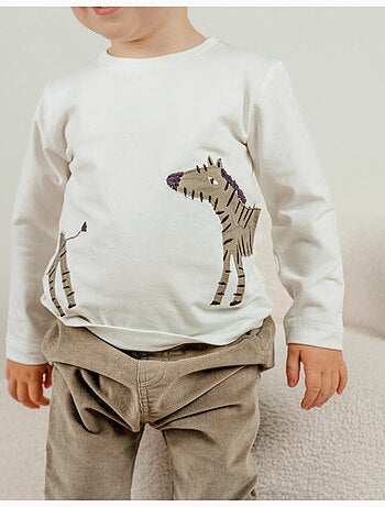 T-shirt manches longues en coton avec imprimé zèbre Noukie's