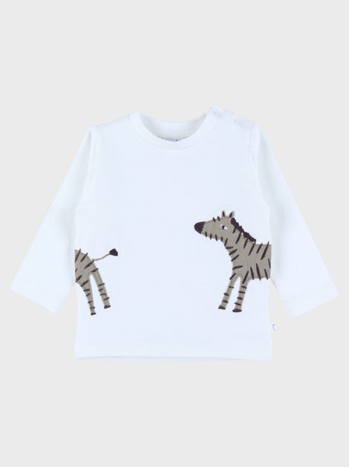 T-shirt manches longues en coton avec imprimé zèbre Noukie's - Kiabi