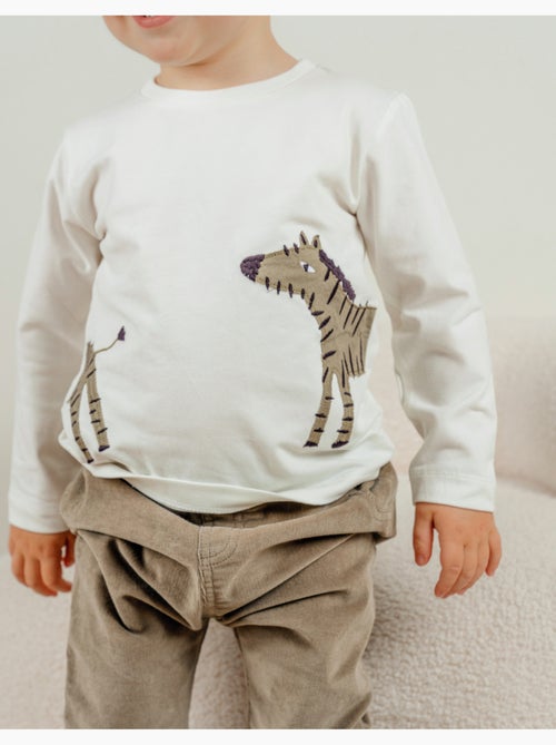 T-shirt manches longues en coton avec imprimé zèbre Noukie's - Kiabi