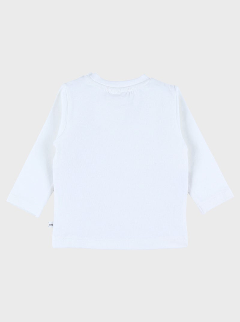 T-shirt manches longues en coton avec imprimé zèbre Noukie's Blanc - Kiabi