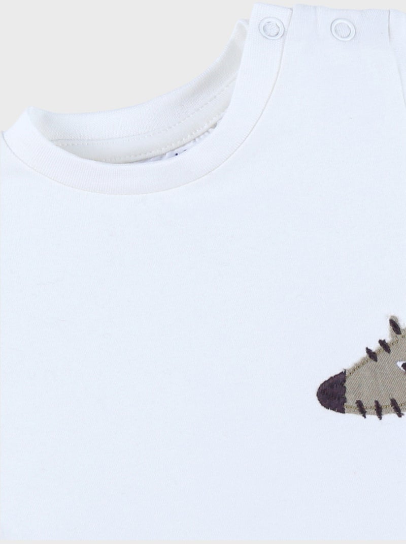 T-shirt manches longues en coton avec imprimé zèbre Noukie's Blanc - Kiabi