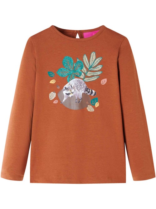 T-shirt manches longues en coton élasthanne imprimé animaux et feuilles - vidaxl - Kiabi