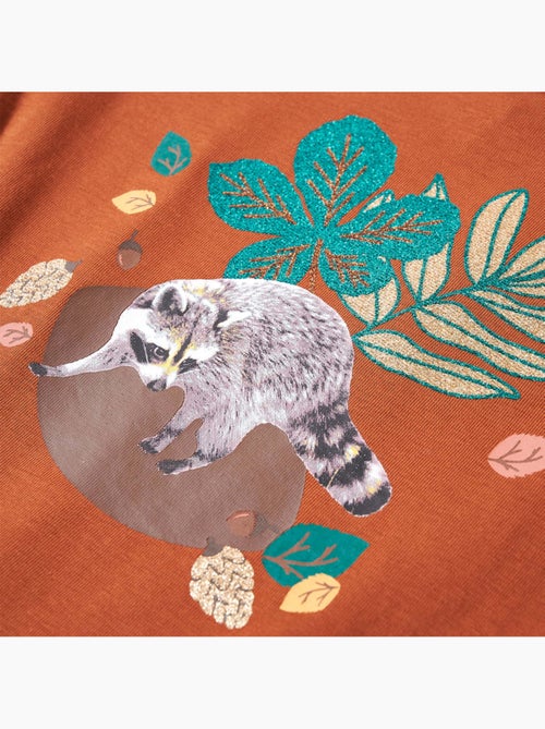 T-shirt manches longues en coton élasthanne imprimé animaux et feuilles - vidaxl - Kiabi