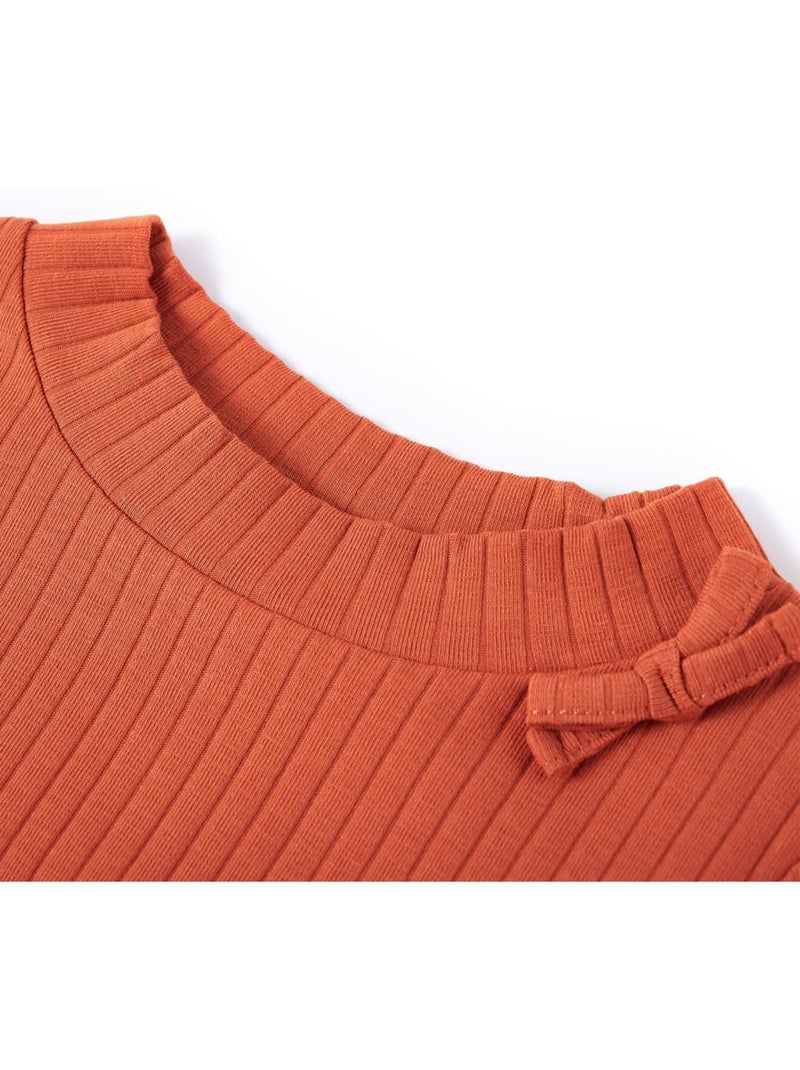 T-shirt manches longues en coton élasthanne nœud décoratif - vidaxl Orange - Kiabi