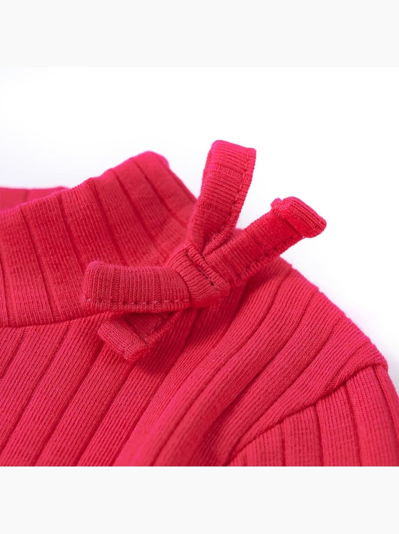 T-shirt manches longues en coton élasthanne nœud décoratif - vidaxl Rose fluo - Kiabi