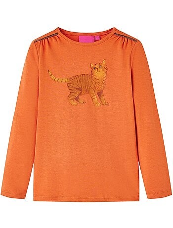 T-shirt manches longues en coton extensible chat - vidaxl