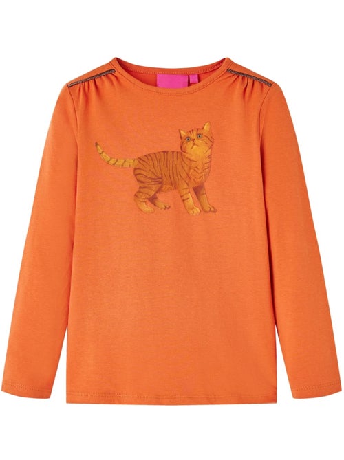 T-shirt manches longues en coton extensible chat - vidaxl - Kiabi