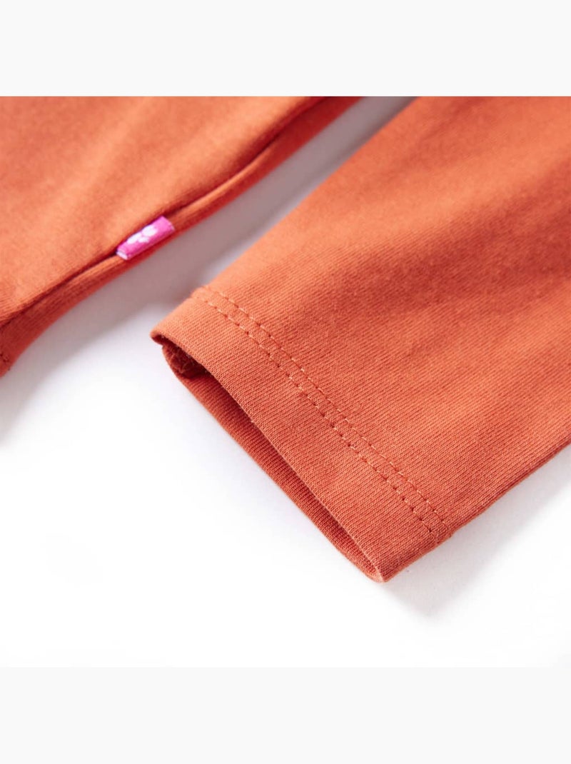 T-shirt manches longues en coton extensible chat - vidaxl Orange - Kiabi