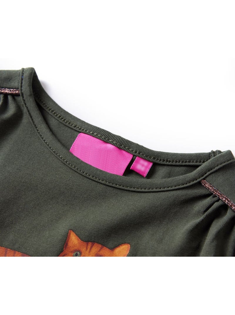 T-shirt manches longues en coton extensible chat - vidaxl Vert - Kiabi