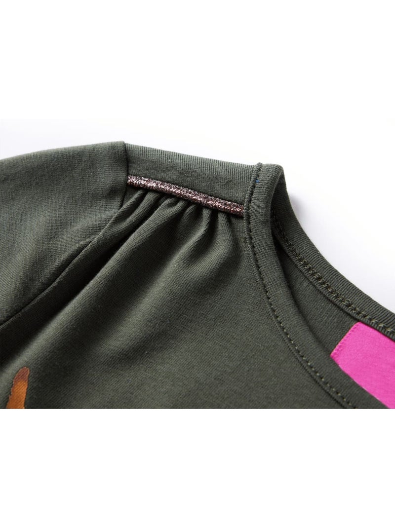 T-shirt manches longues en coton extensible chat - vidaxl Vert - Kiabi