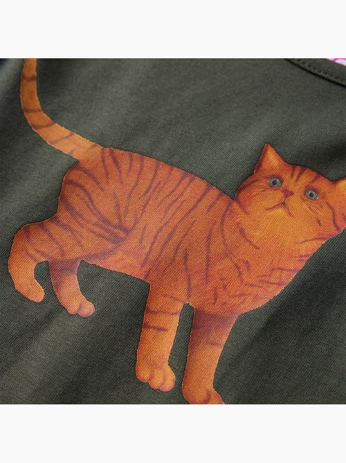 T-shirt manches longues en coton extensible chat - vidaxl - Kiabi