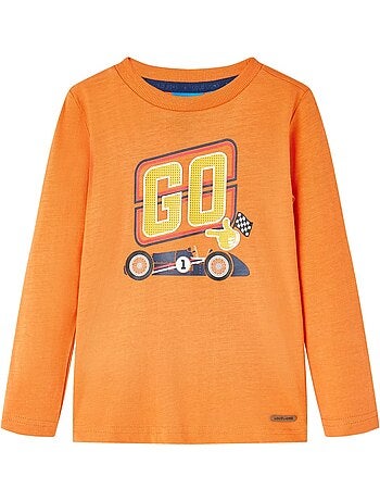 T-shirt manches longues en coton foncé imprimé voiture de course - vidaxl