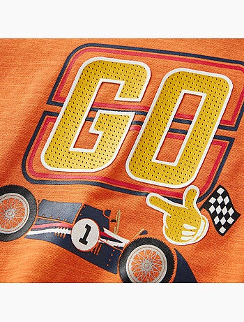T-shirt manches longues en coton foncé imprimé voiture de course - vidaxl