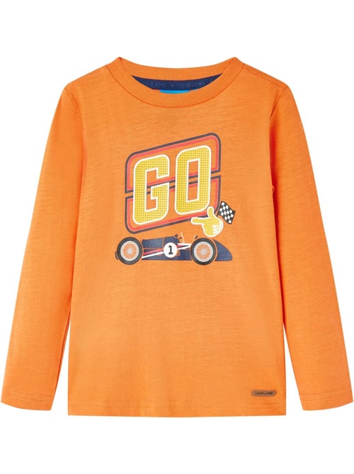 T-shirt manches longues en coton foncé imprimé voiture de course - vidaxl - Kiabi T-shirt manches longues en coton foncé imprimé voiture de course - vidaxl - Kiabi