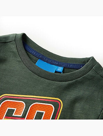 T-shirt manches longues en coton foncé imprimé voiture de course - vidaxl