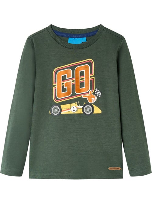 T-shirt manches longues en coton foncé imprimé voiture de course - vidaxl - Kiabi T-shirt manches longues en coton foncé imprimé voiture de course - vidaxl - Kiabi