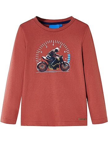 T-shirt manches longues en coton henna motocyclette - vidaxl