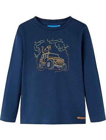 T-shirt manches longues en coton imprimé jeep - vidaxl