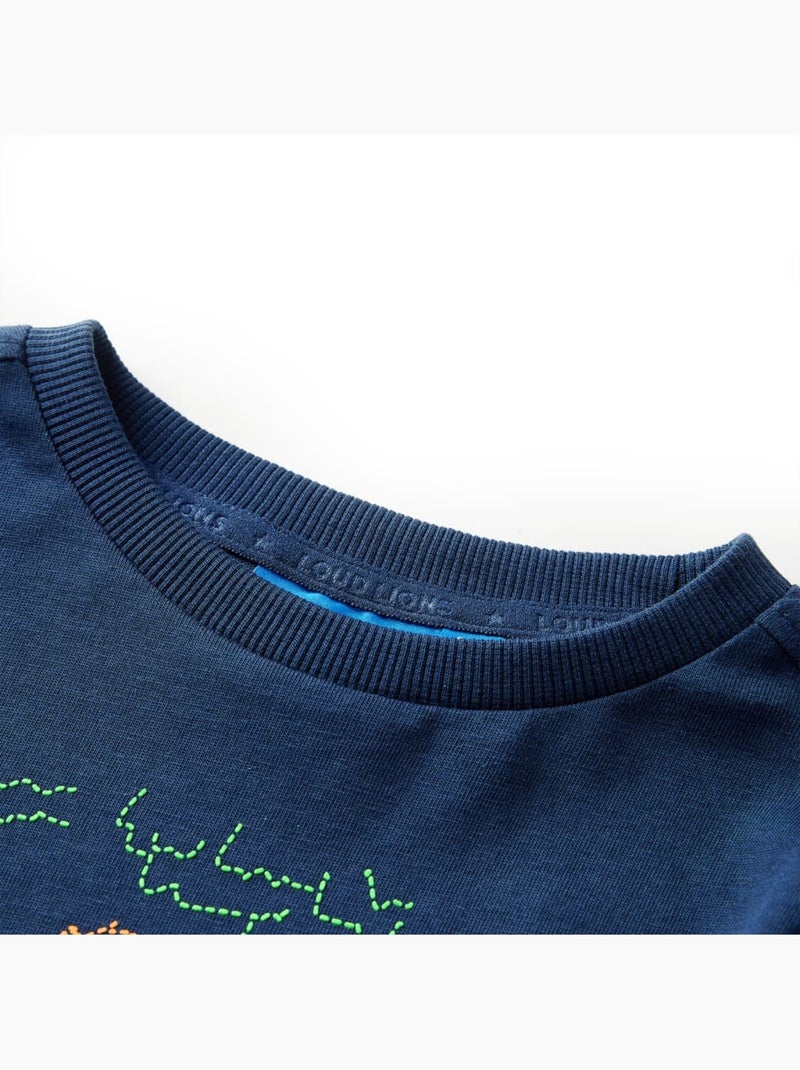 T-shirt manches longues en coton imprimé jeep - vidaxl Bleu - Kiabi
