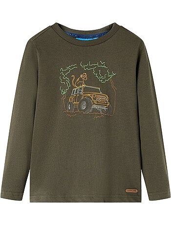 T-shirt manches longues en coton imprimé jeep - vidaxl