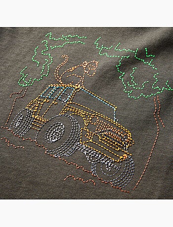 T-shirt manches longues en coton imprimé jeep - vidaxl