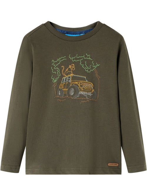 T-shirt manches longues en coton imprimé jeep - vidaxl - Kiabi